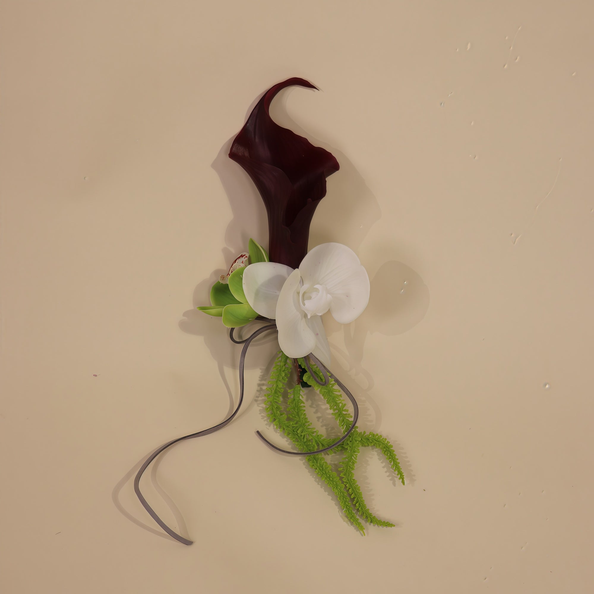 Burgundy Desire - Buttonhole (calla + orchid)