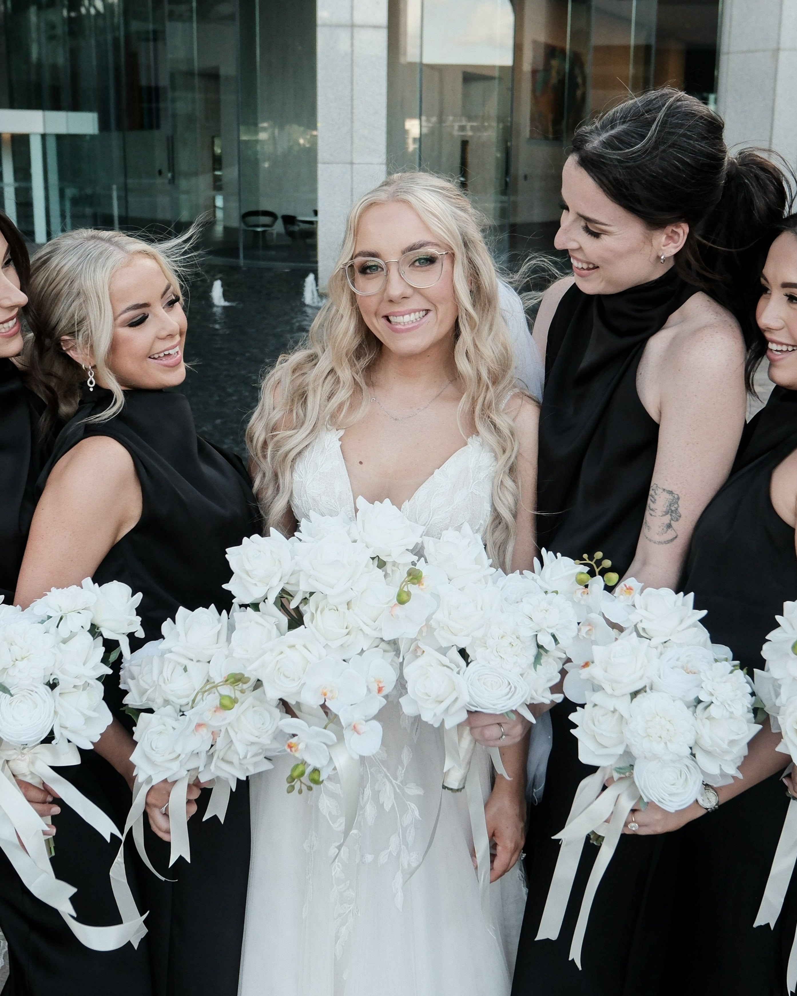 Modern White - Cascading Bridal Bouquet