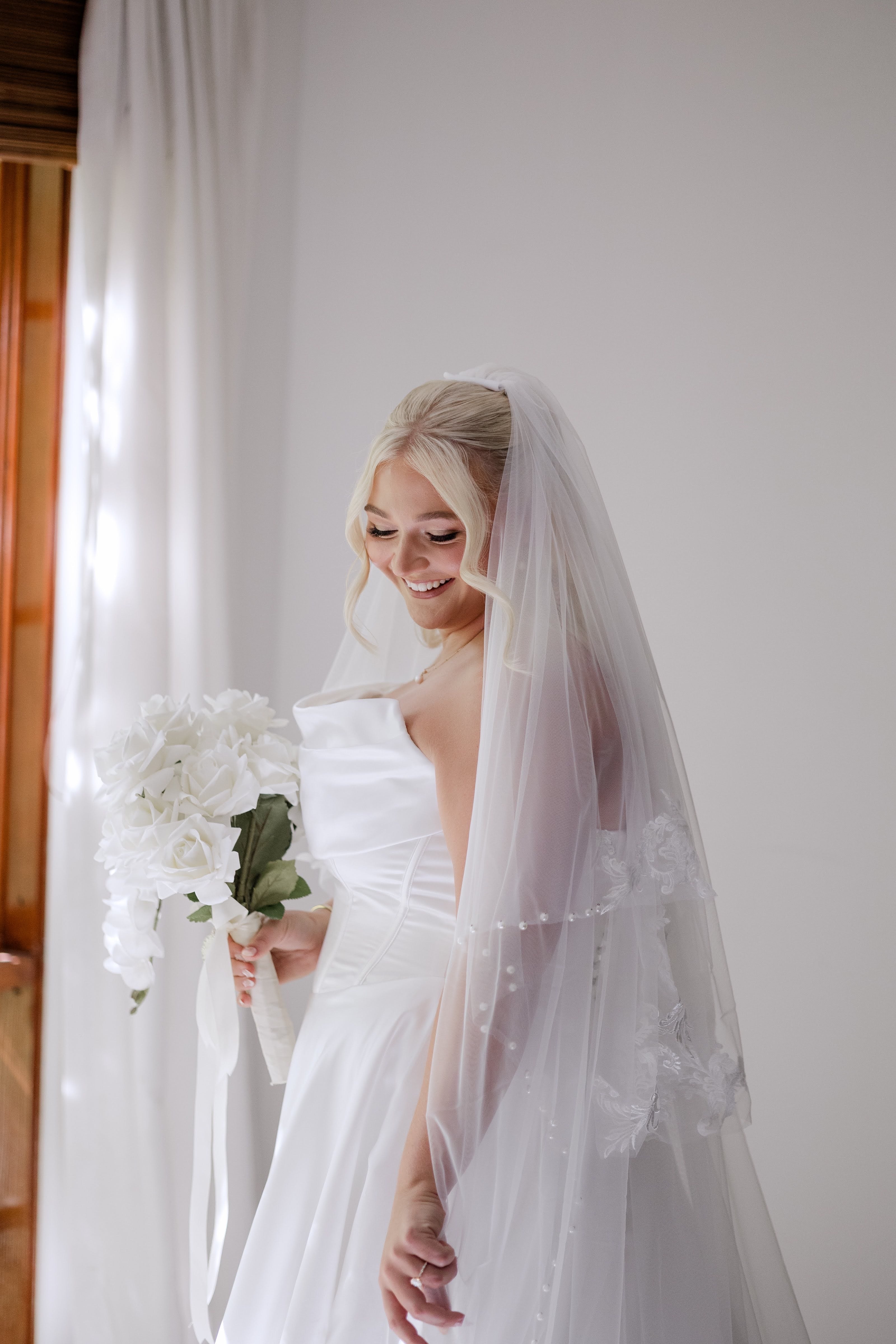 Modern White - Cascading Bridal Bouquet