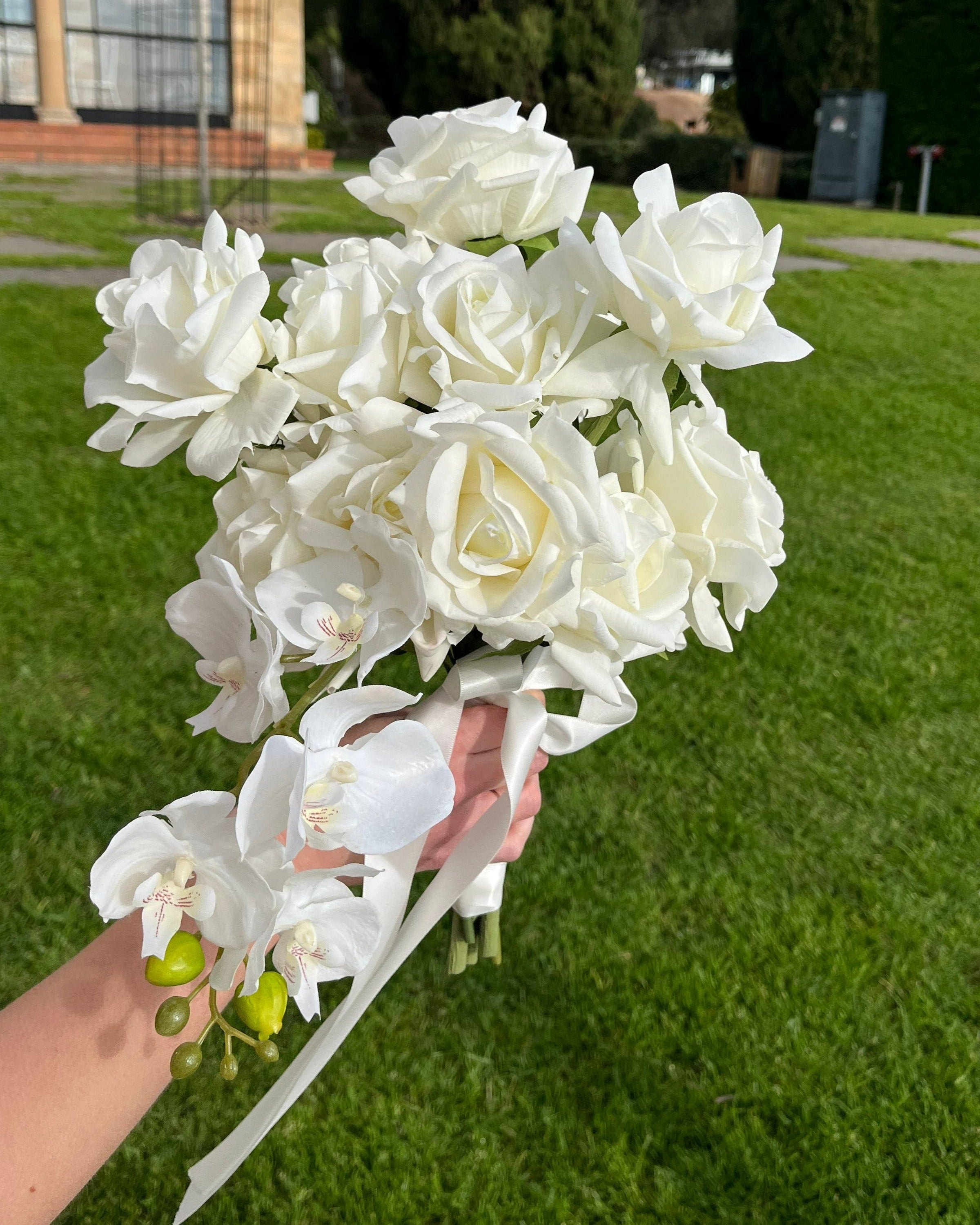 Modern White - Cascading Bridal Bouquet