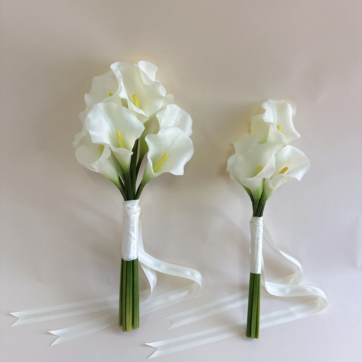 Pure white long-stem calla lily bouquets