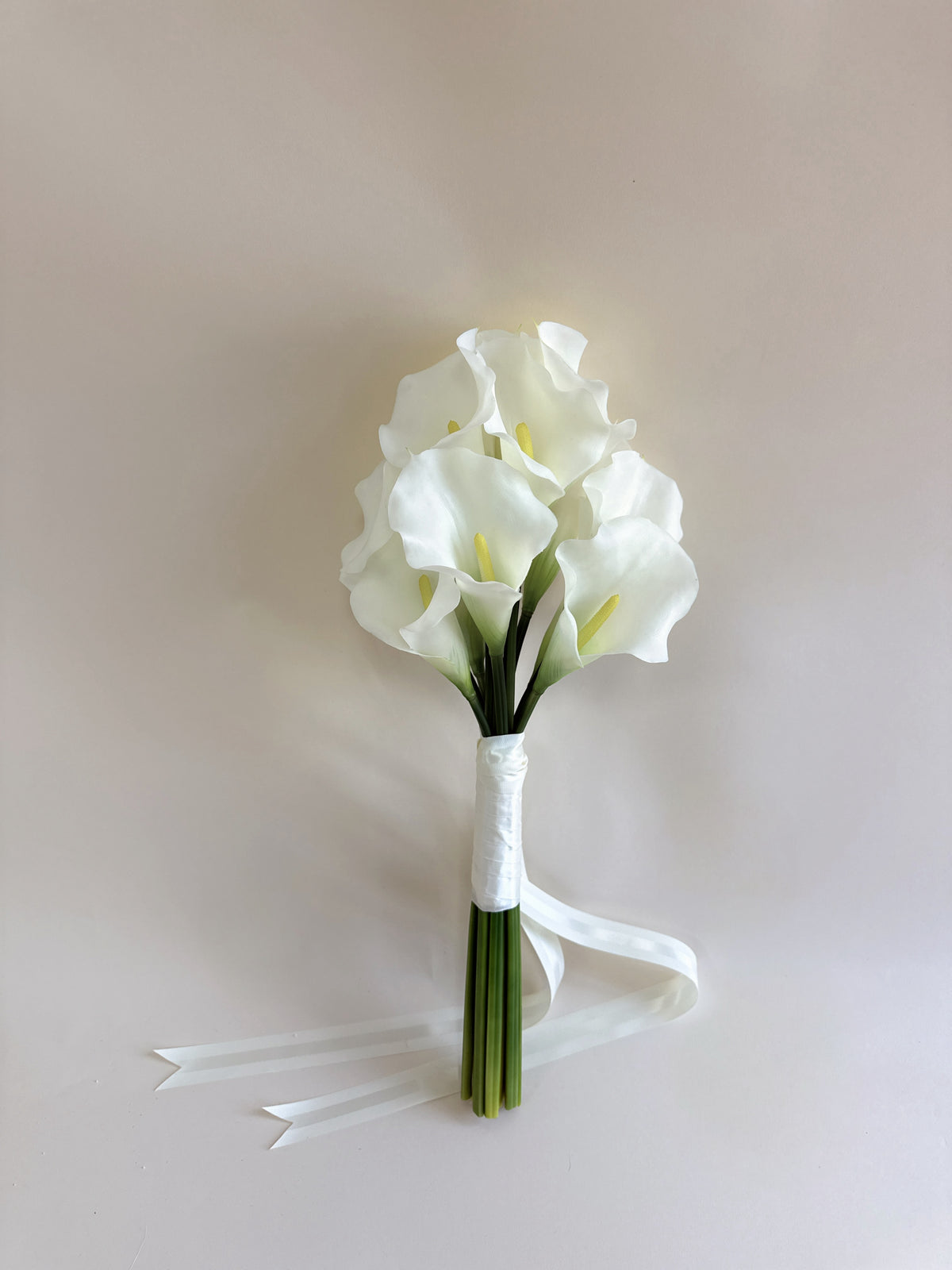 Pure white long-stem calla lily bouquets