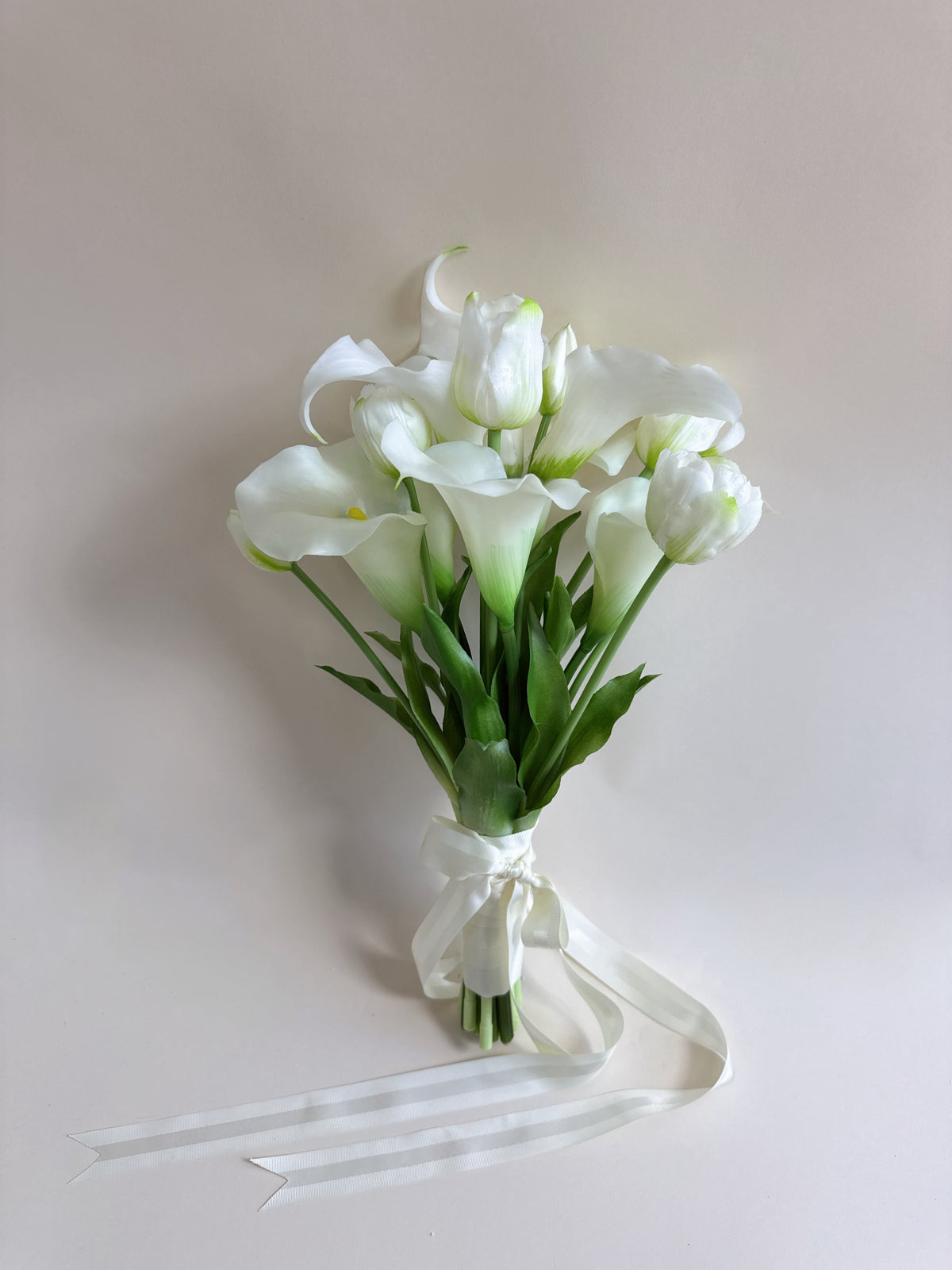 Tulip and calla lily classic bridal bouquet