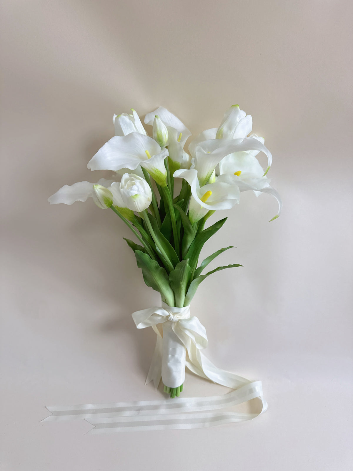 Tulip and calla lily classic bridal bouquet