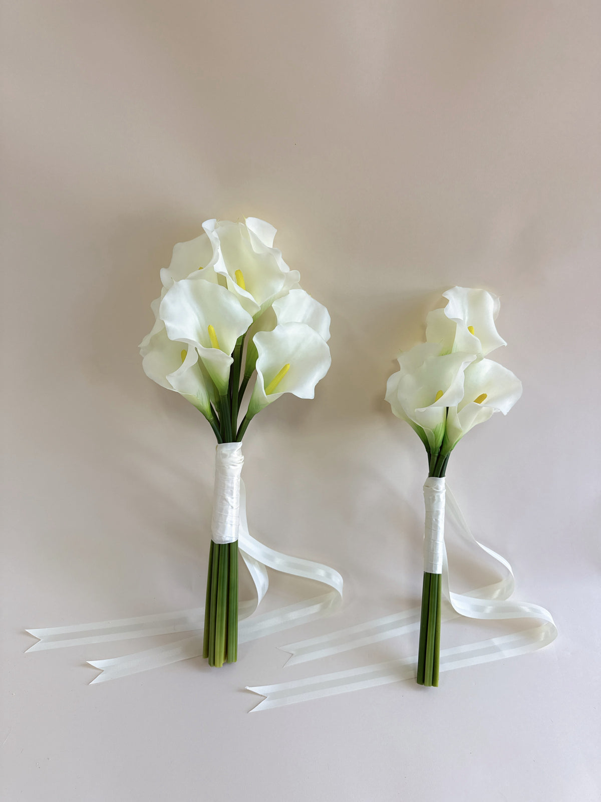 Pure white long-stem calla lily bouquets