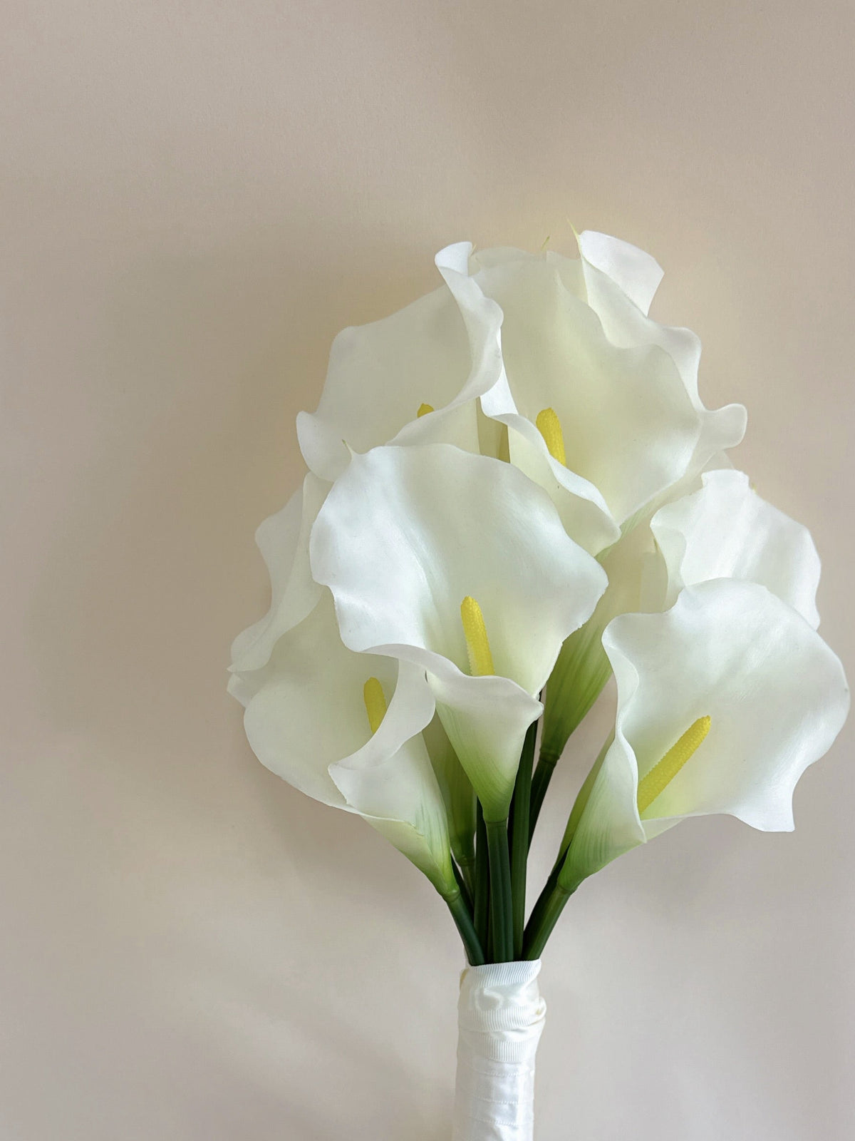 Pure white long-stem calla lily bouquets