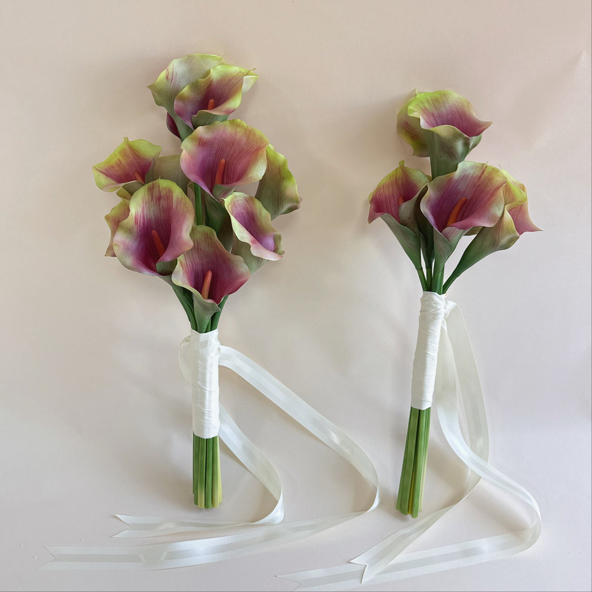 Burgundy and green long-stem calla lily bouquets