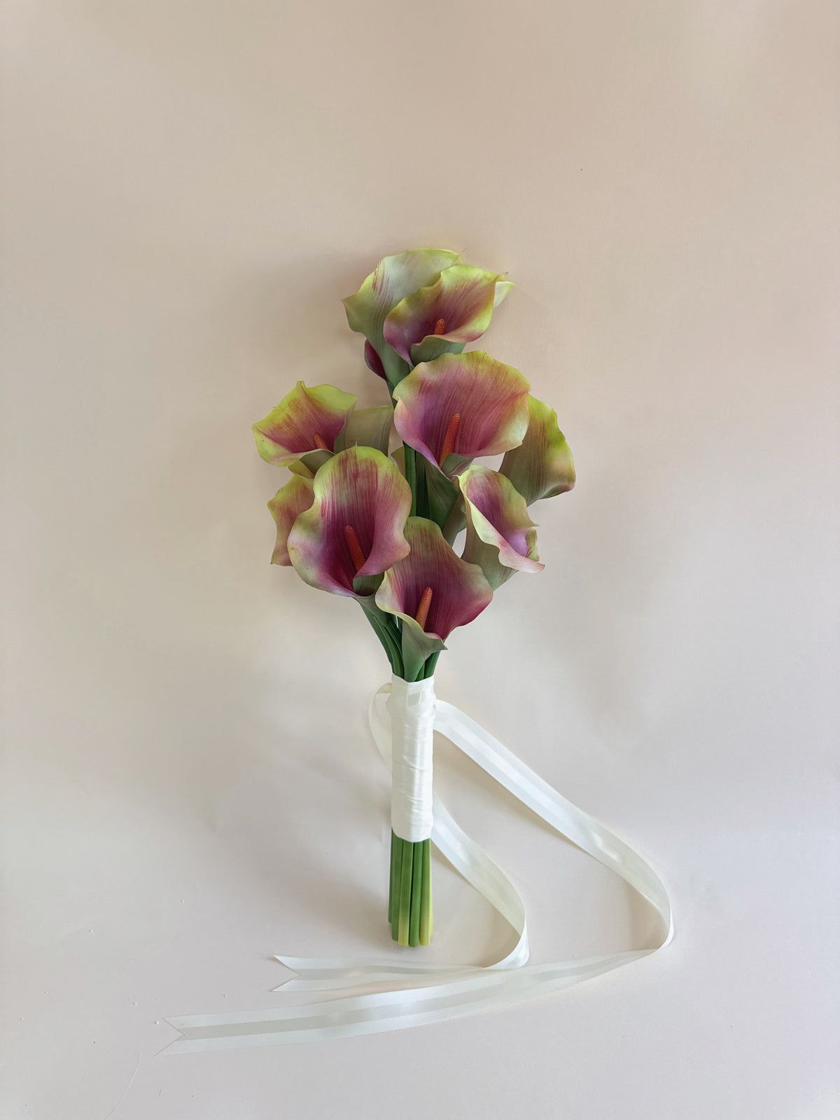 Burgundy and green long-stem calla lily bouquets