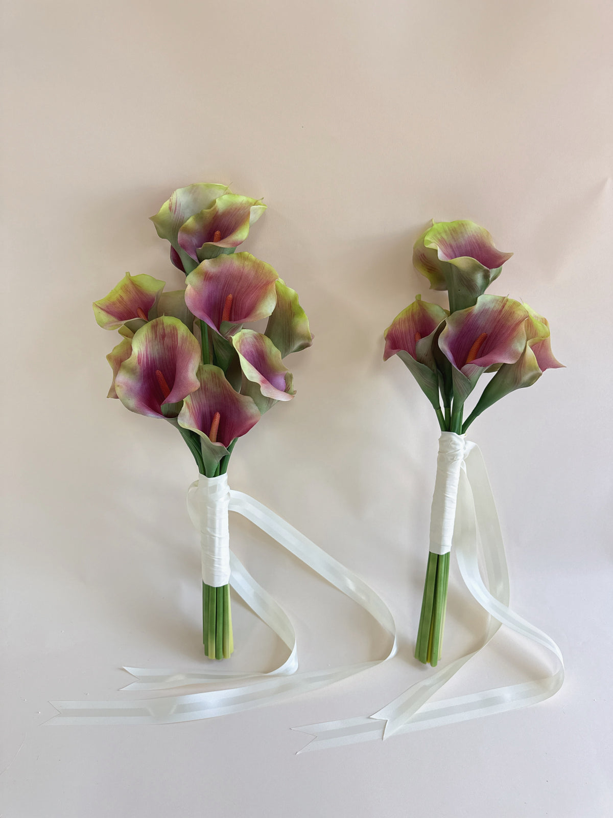 Burgundy and green long-stem calla lily bouquets