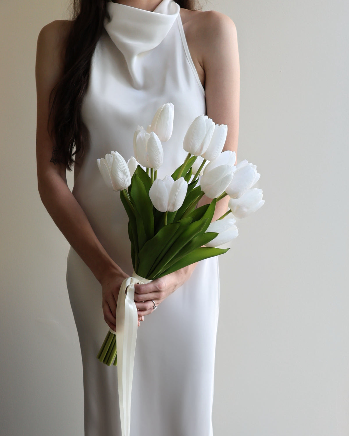 White tulip bridal bouquet